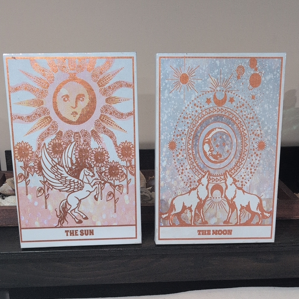 Tarot Sun and Moon Art Panels - 2 Canvases